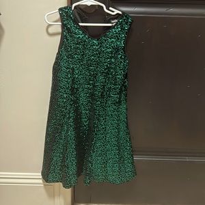 Size 7 girls dress black with green sequins